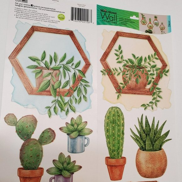 House Plant Wall Art, Succulents Cactus, Wall Stickers Decals, Succulent Decor - Picture 3 of 6